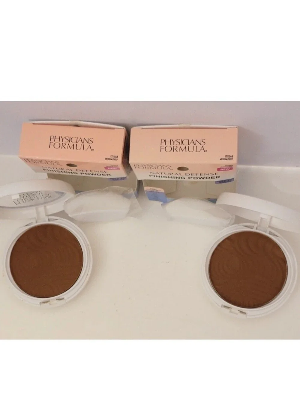 2 pk PHYSICIANS FORMULA Natural Defense Finishing Powder 0.35 oz MEDIUM/DEEP